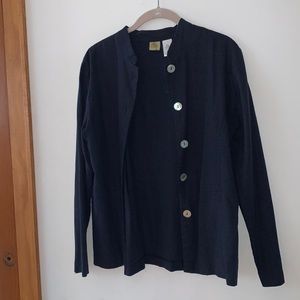 Navy Linen Button Down Shirt